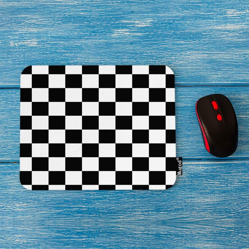 Mugod Checkerboard Mouse Pad Geometric Checkered Plaid Pattern Black and White Mouse Mat Non-Slip Rubber Base Mousepad for Computer Laptop PC Gaming Working Office & Home 9.5x7.9 Inch - Image 2